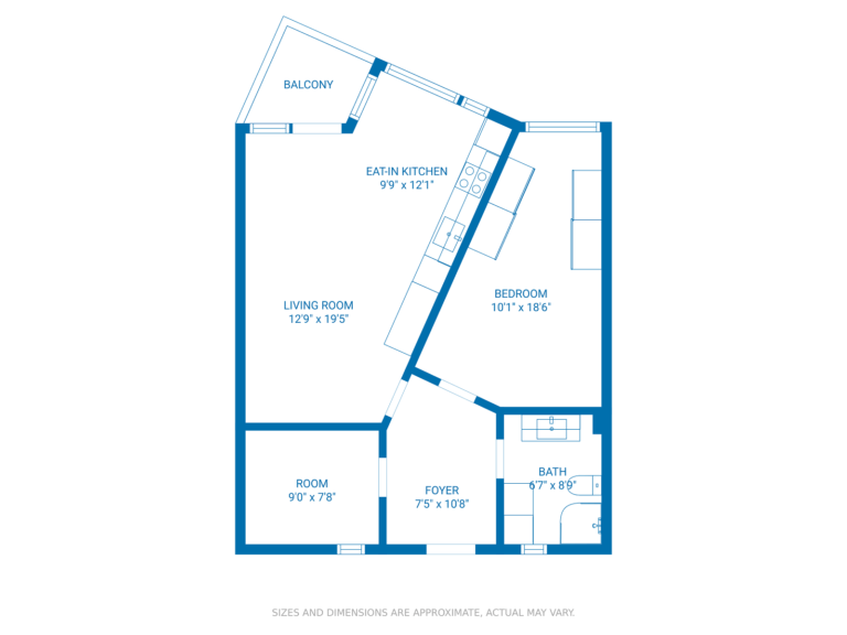 2D Blue Print Floor Plan with Dimensions
