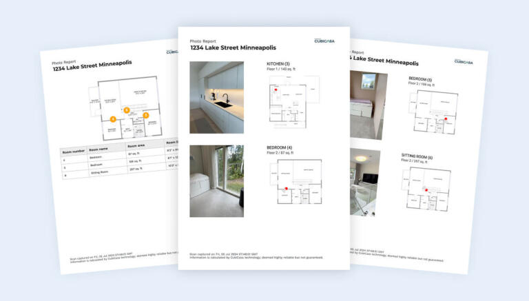 CubiCasa Snapshots Report with photos from the scan and details of the property