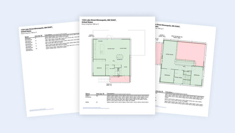 CubiCasa GLA Report with floor plans and calculations, digital PDF or printed