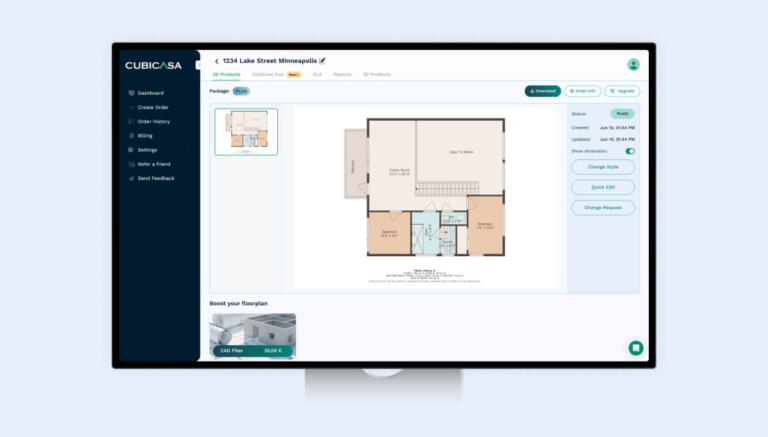 CubiCasa desktop app floor plan order open