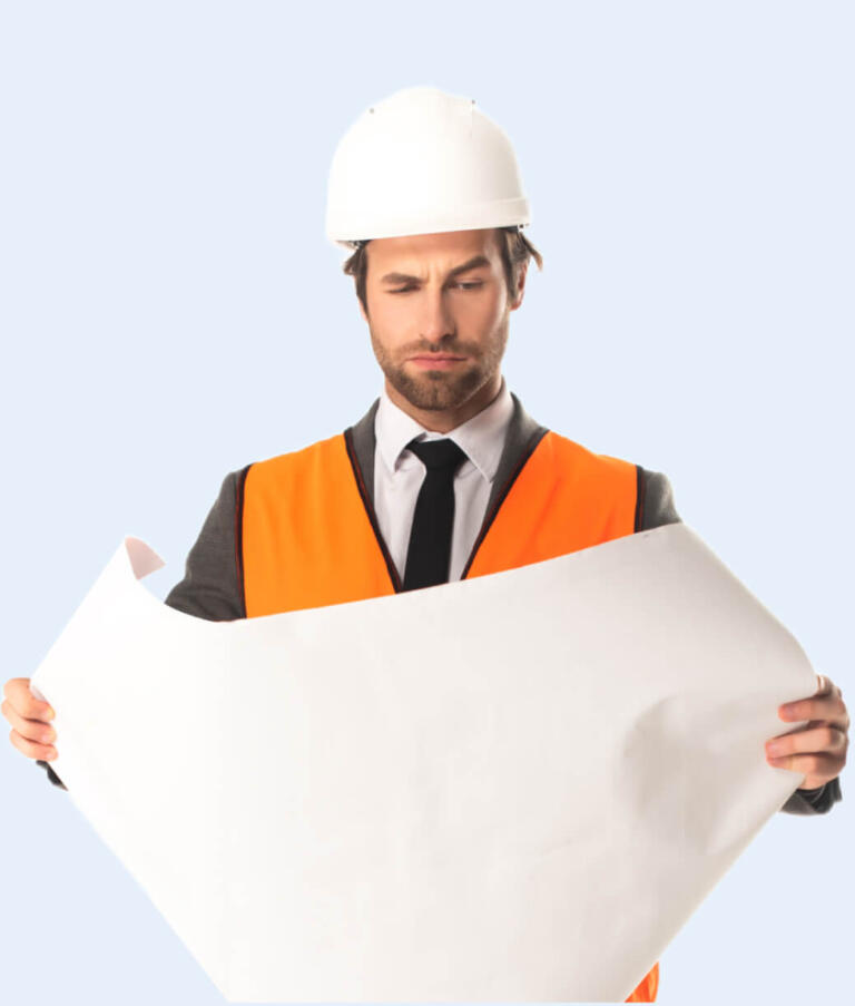 inspector is confused while looking at floor plan drawing